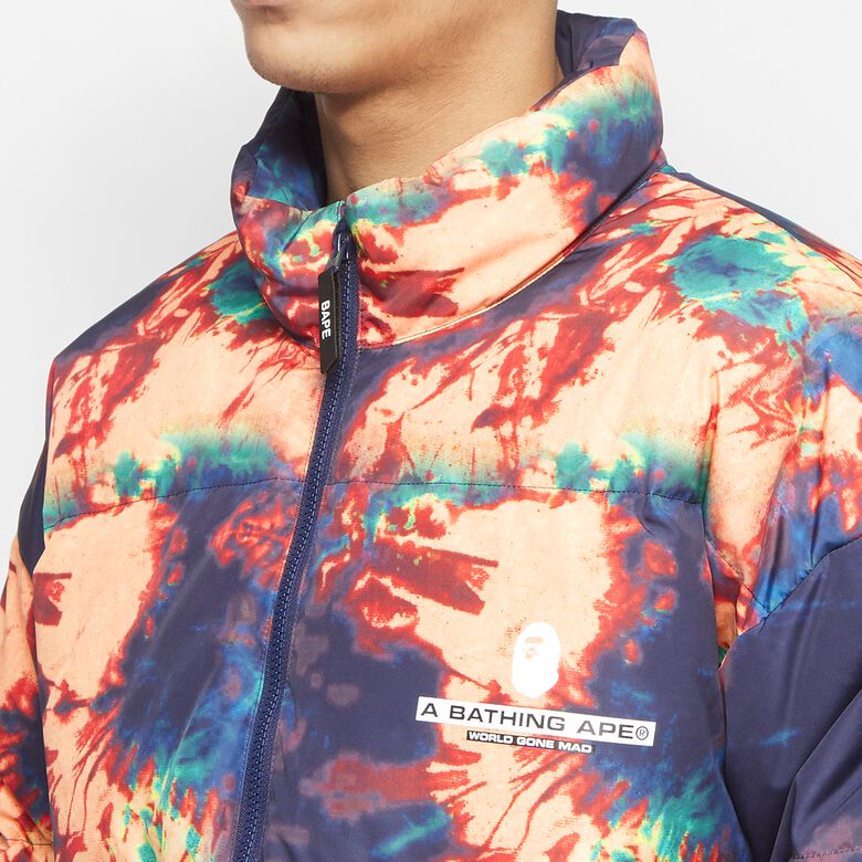A Bathing Ape Tie Dye Loose Fit Down Jacket navy