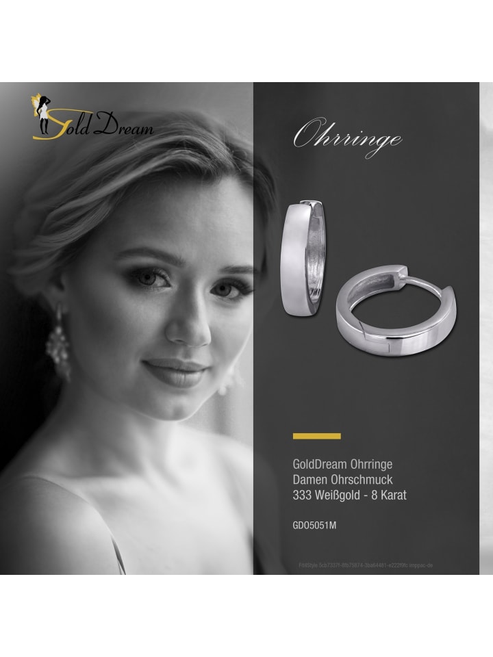 GoldDream Ohrringe Gold 333 Weißgold - 8 Karat Creolen günstig kaufen onesize