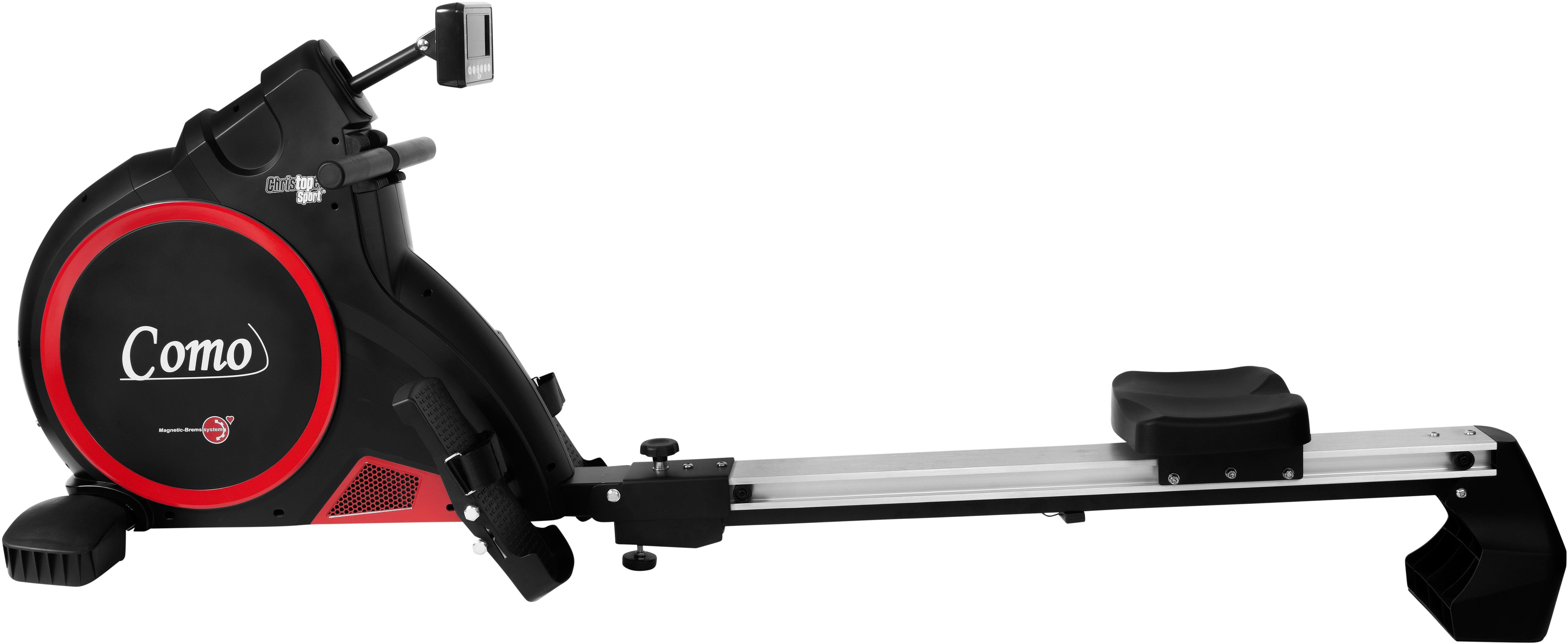 Christopeit Sport® Ruderzugmaschine Como black edition, Ruderschiene platzsparend hochklappbar