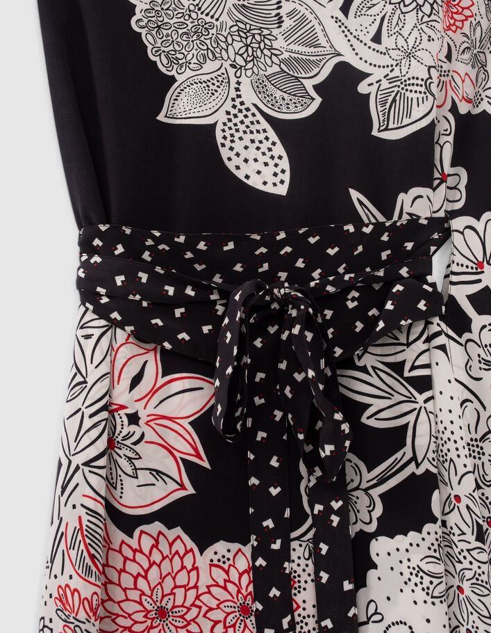 Robe asymétrique noire motif fleurs IKKS x GIGEEZ Femme