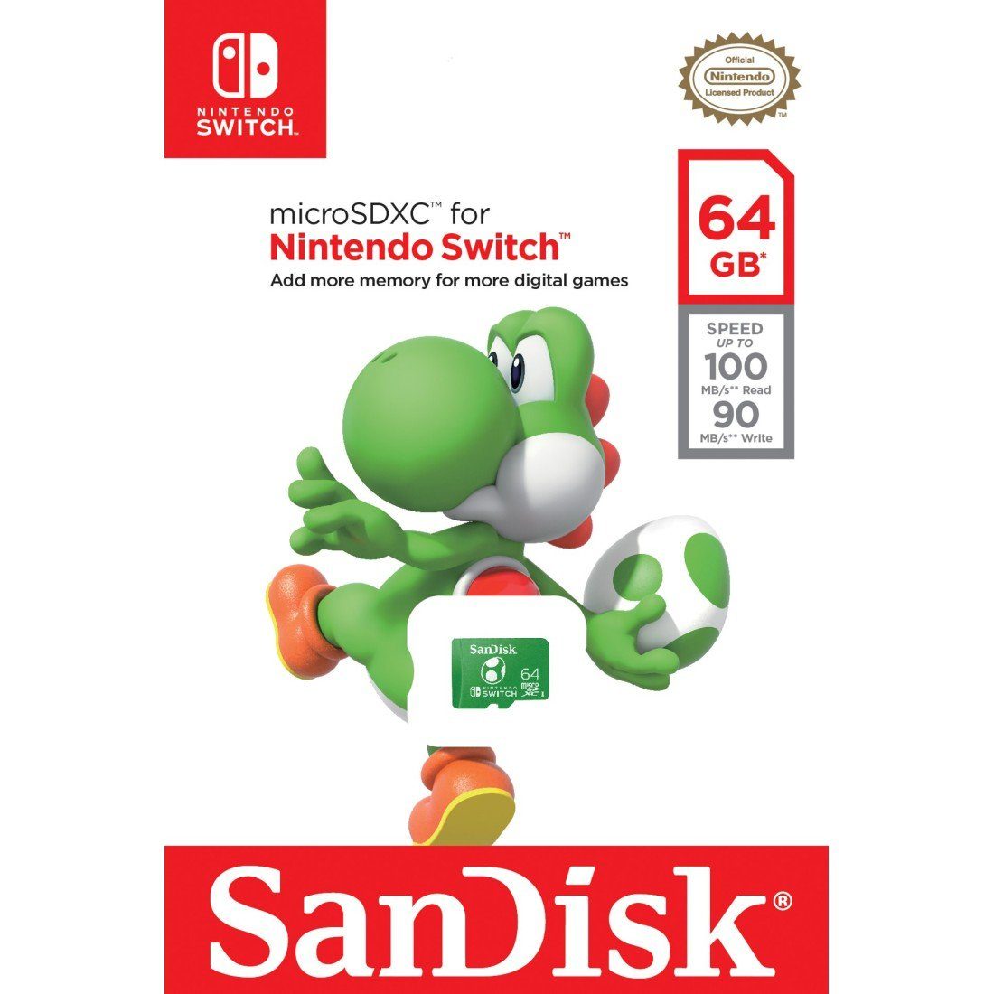 Sandisk microSDXC Extreme, Nintendo licensed Yoshi Edition Speicherkarte (64 GB, 100 MB/s Lesegeschwindigkeit)
