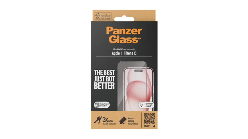 PanzerGlass SP iPhone 15 UWF m. Applikator