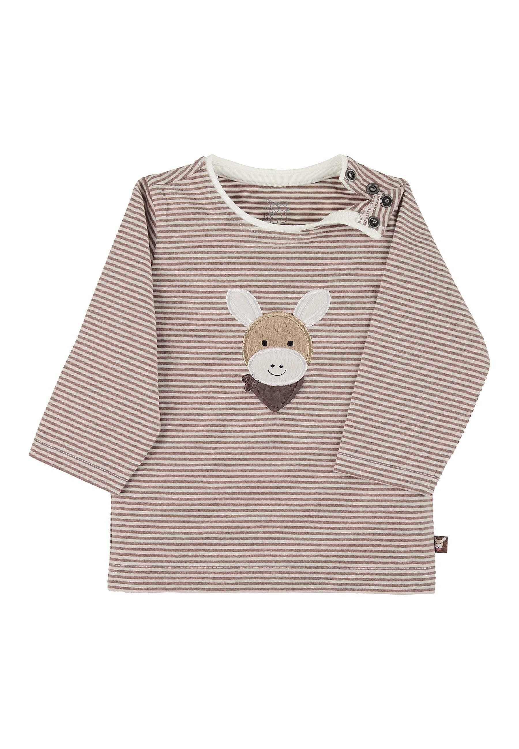GOTS Langarm-Shirt Esel Emmi Stickerei, gestreift