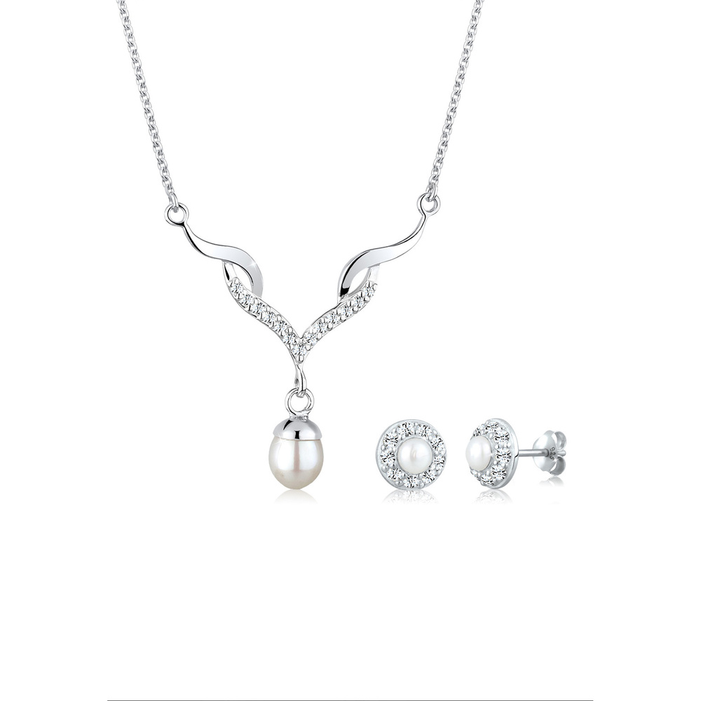 Elli Elli Ensemble de Bijoux Femmes Goutte Pendentif Set clous d'oreilles avec cristau Bijoux