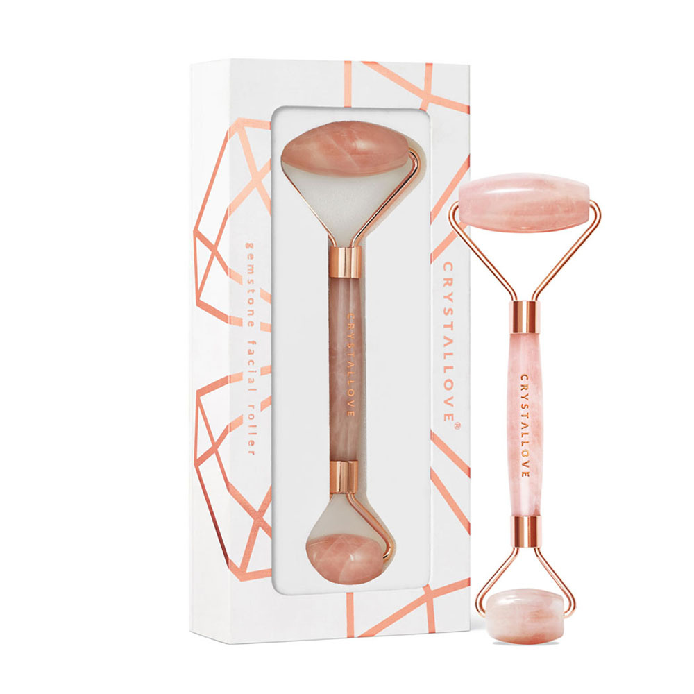 crystallove CRYSTALLOVE Rose quartz roller / Rollerpour massage du visage en quartz rose Roller pour massage du visage