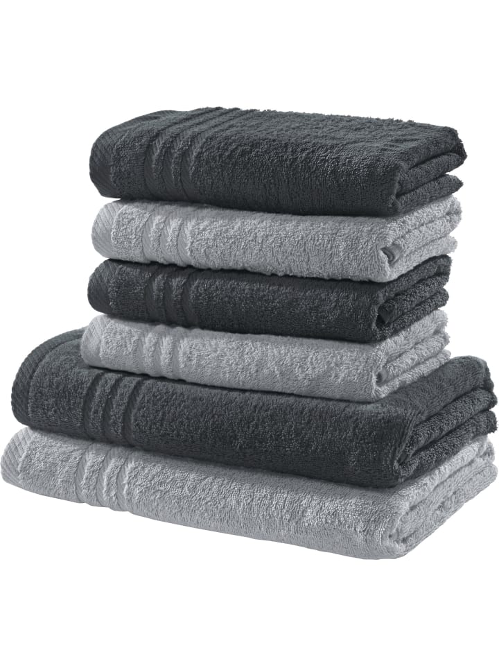 REDBEST Frottier Frottier-Set 2-farbig 6-tlg. New York in hellgrau-anthrazit günstig kaufen onesize