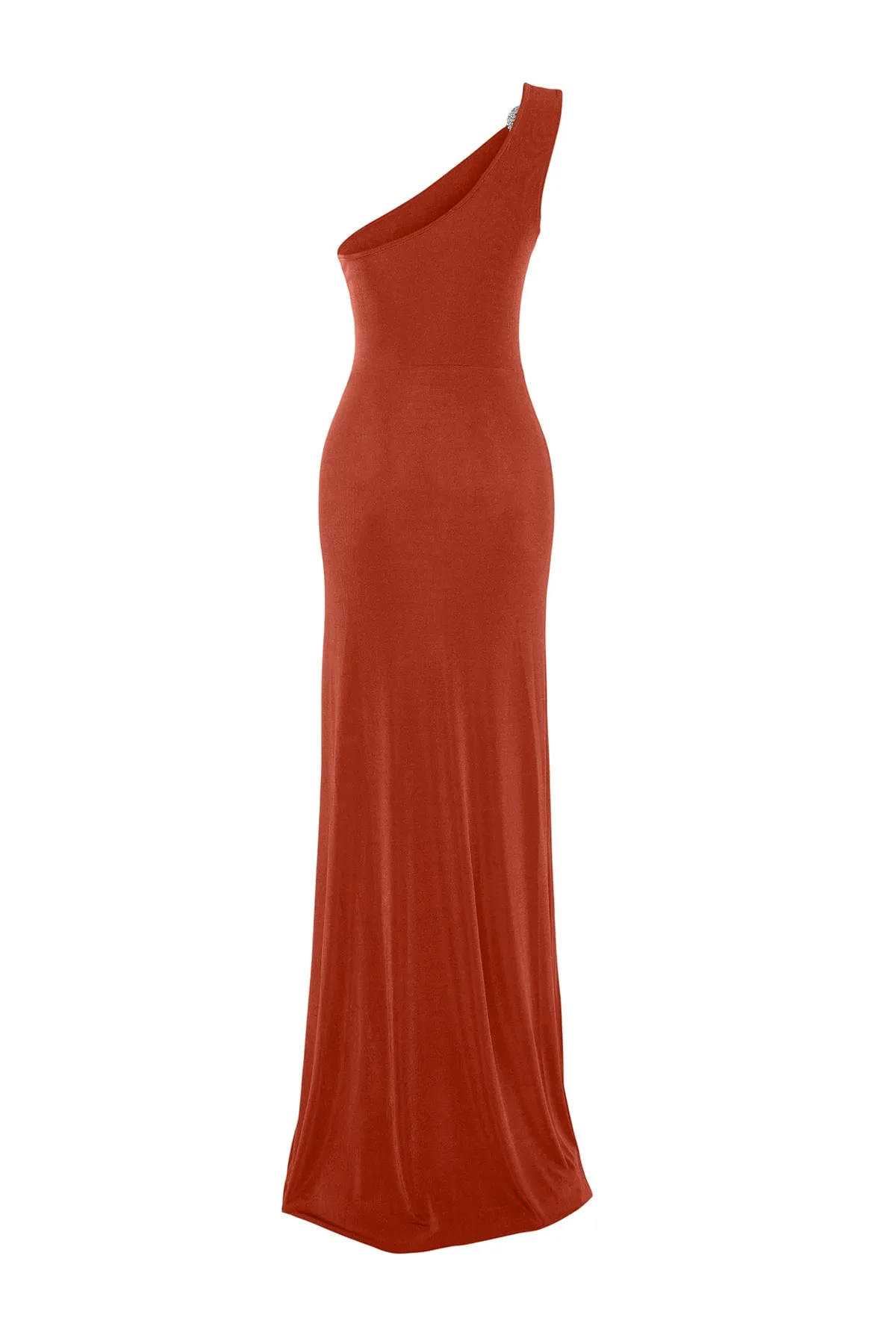 Trendyol Collection  Langes Abendkleid mit Zimt-Strick-Glitzer-Accessoires TPRSS23AE00014