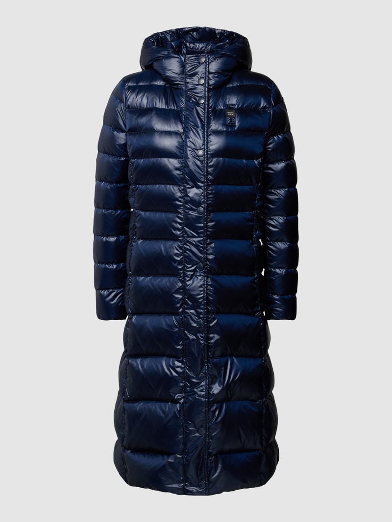 Steppmantel mit Kapuze in marineblau