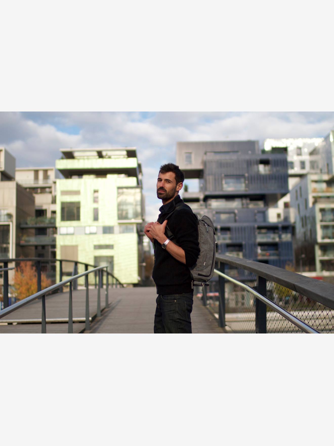 Sac à langer pour homme Jule's bag PAPA, MAMAN ET MOI gris