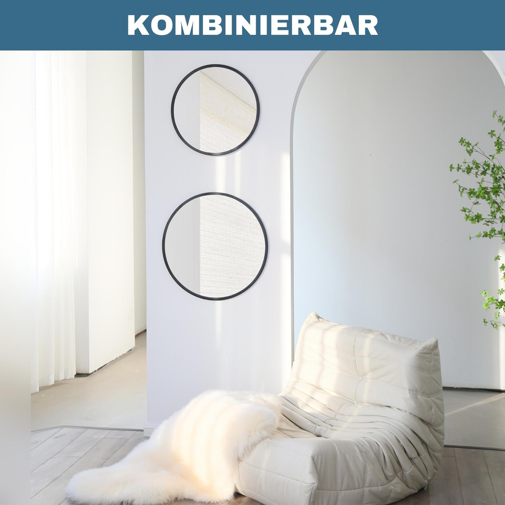 Albatros International Spiegel Albatros Spiegel rund schwarz mit Metallrand, 50cm Durchmesser, für Wohnzimmer, Badezimmer, Flur, Schlafzimmer, groß, Wand
