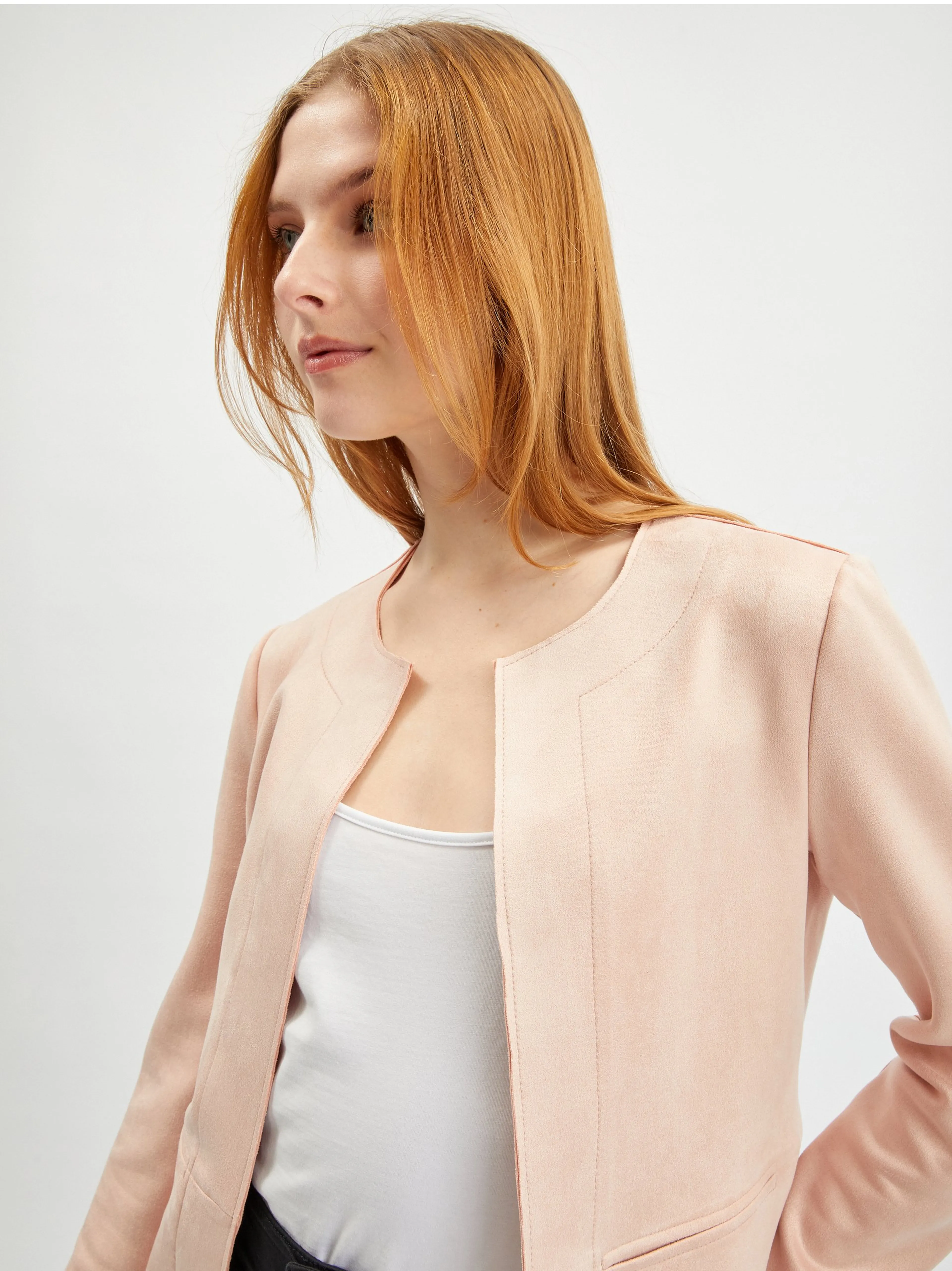 Apricotfarbene Damenjacke Wildleder ORSAY