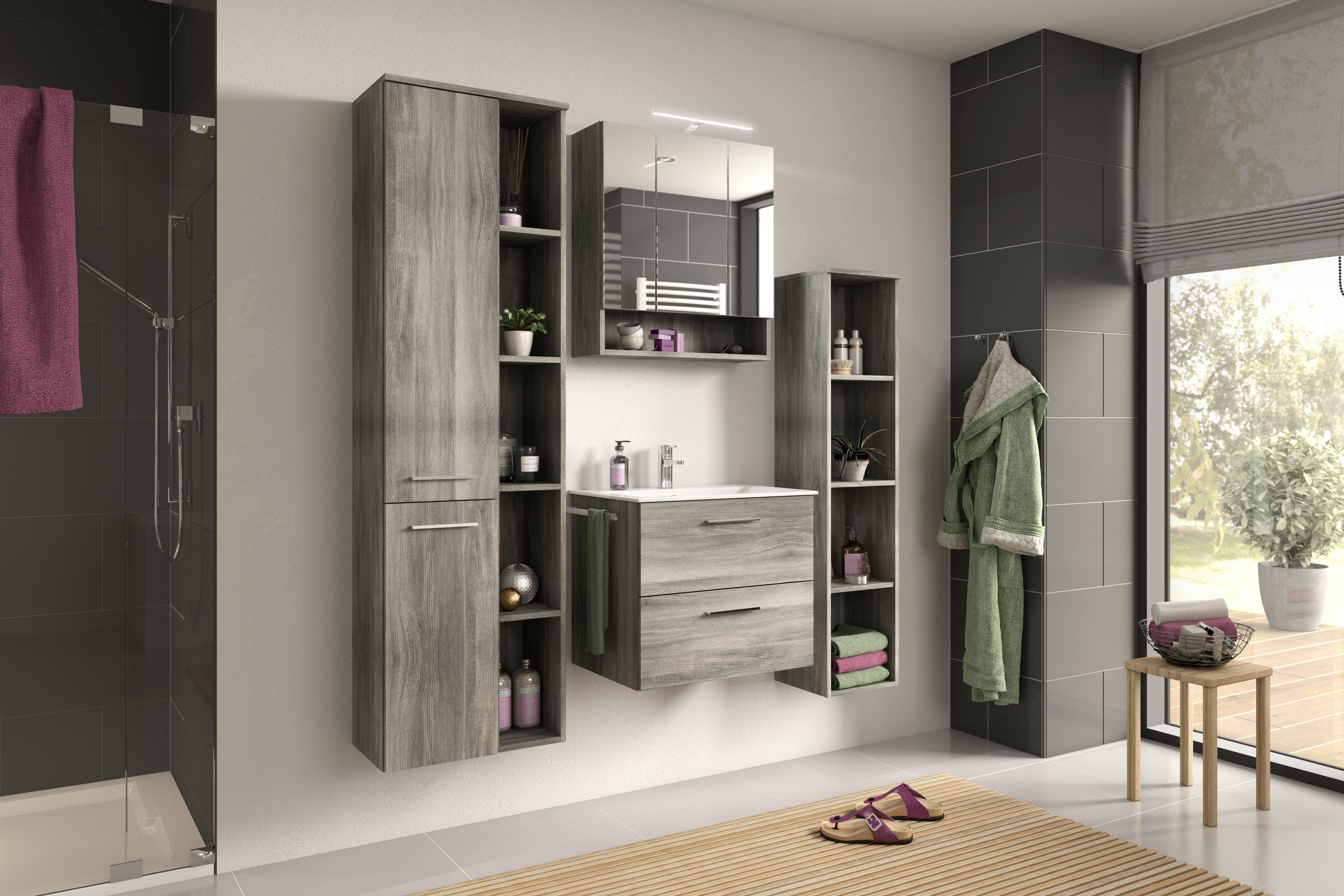 furnling Badezimmerspiegelschrank Nairobi Breite 60 cm, Höhe 68 cm, Tiefe 21 cm