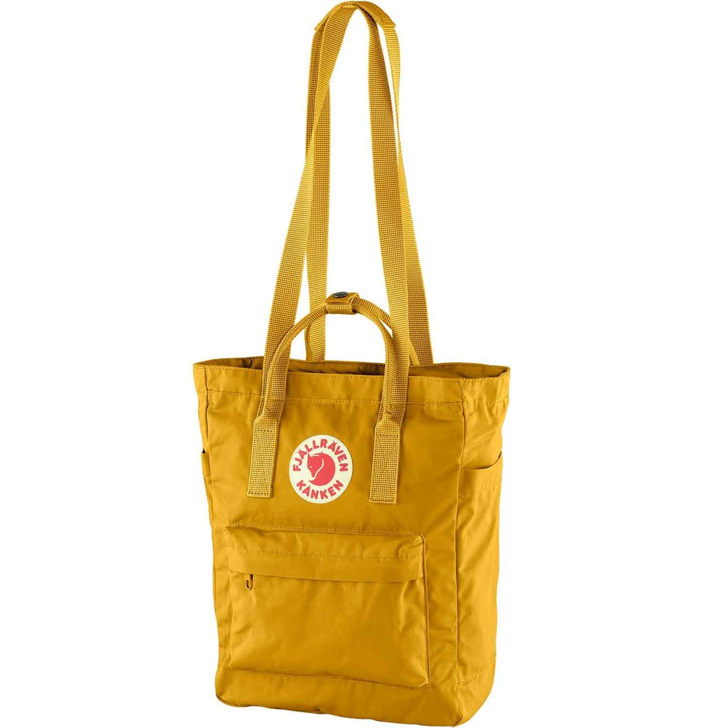Fjällräven Umhängetasche Fjällräven Shopper/Rucksack 2in1 Kanken Totepack ochre (Stück, Stück), Reißverschluss