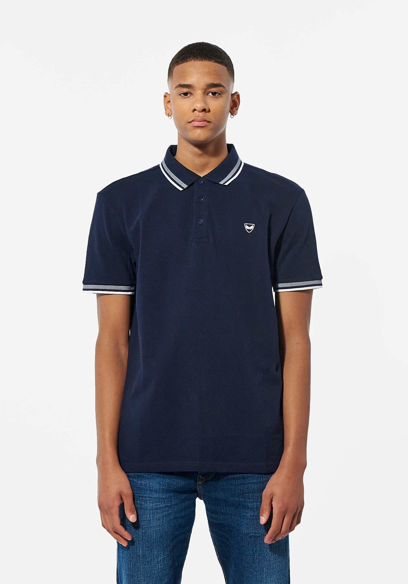 RAYOC  Polo régular bleu Homme avec logo poitrine en 100% coton bio