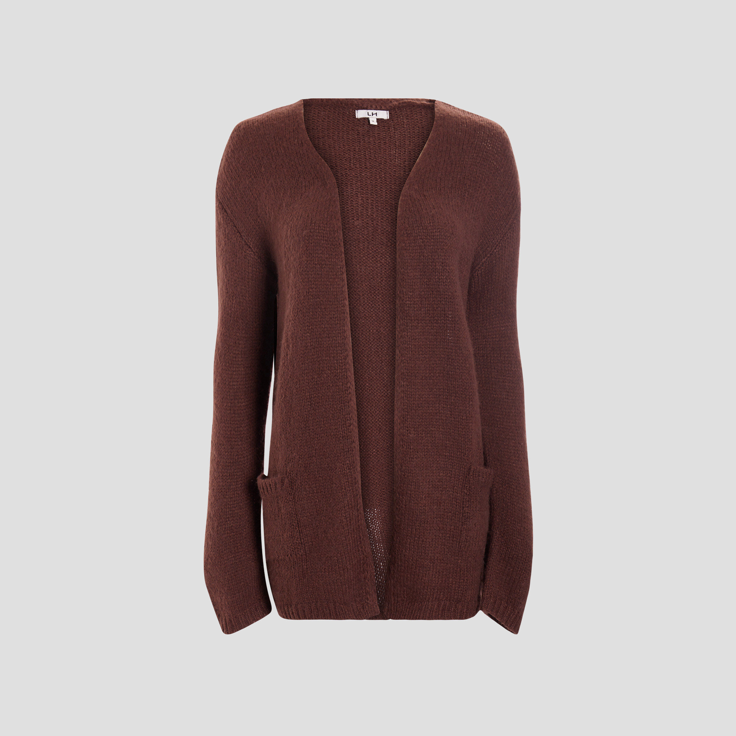Gilet long manches longues marron foncé femme | La Halle