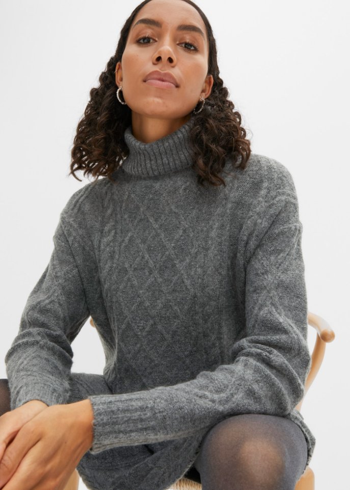 Strickkleid mit Zopfmuster