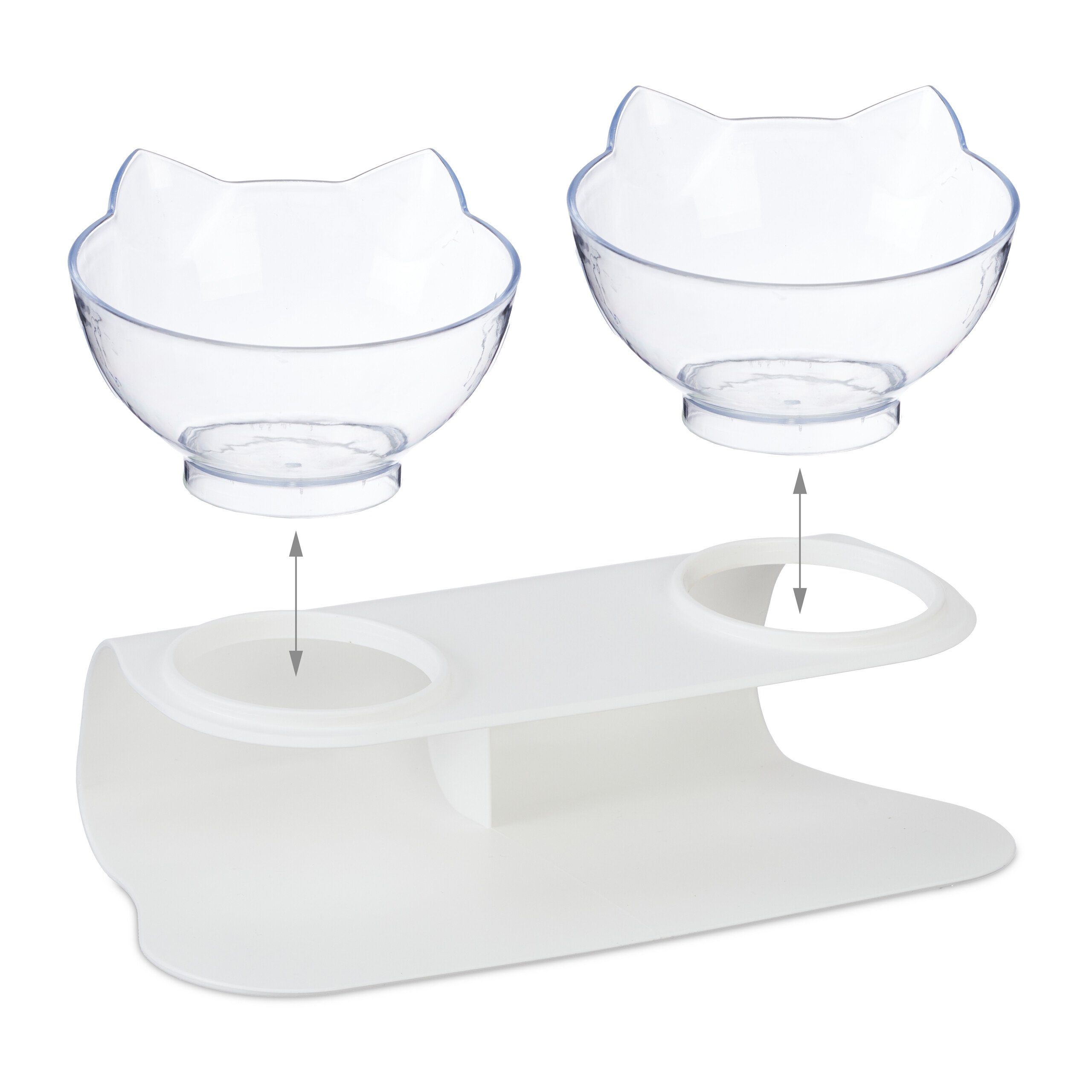relaxdays Napf-Set Erhöhter Katzen Doppelnapf 500ml