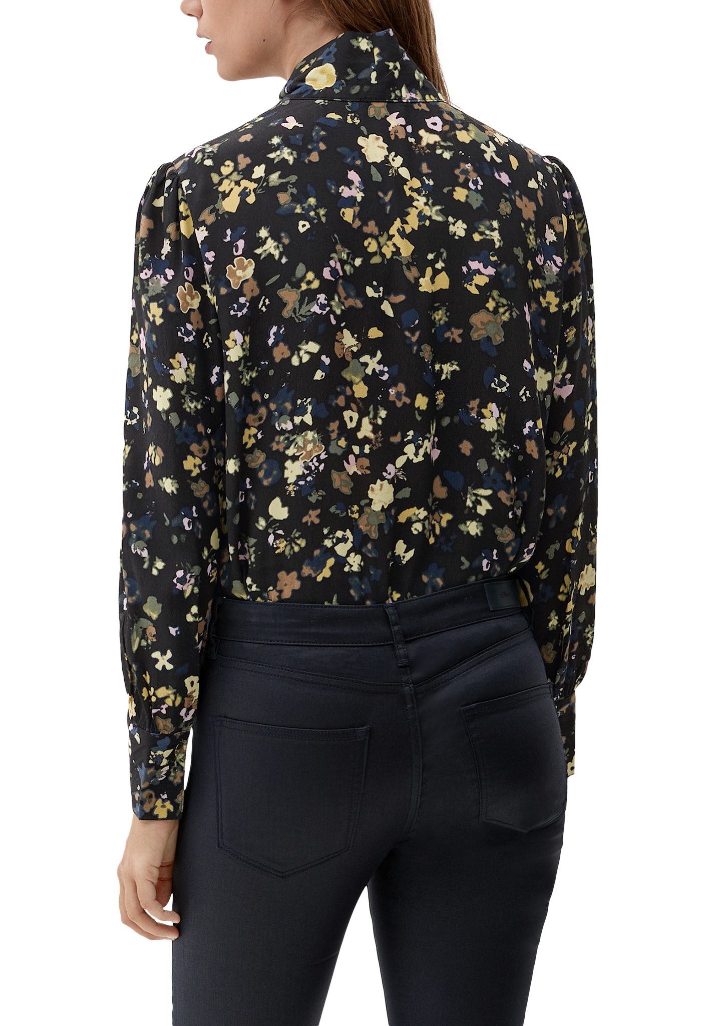 s.Oliver Langarmbluse Bluse mit Schluppe Raffung