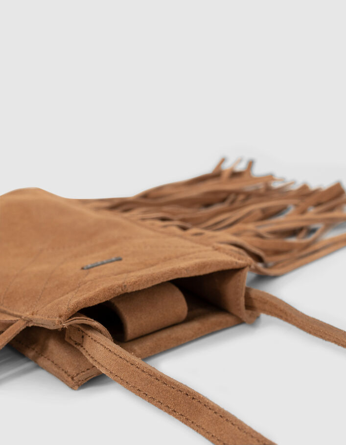 Sac pour smartphone camel à franges fille