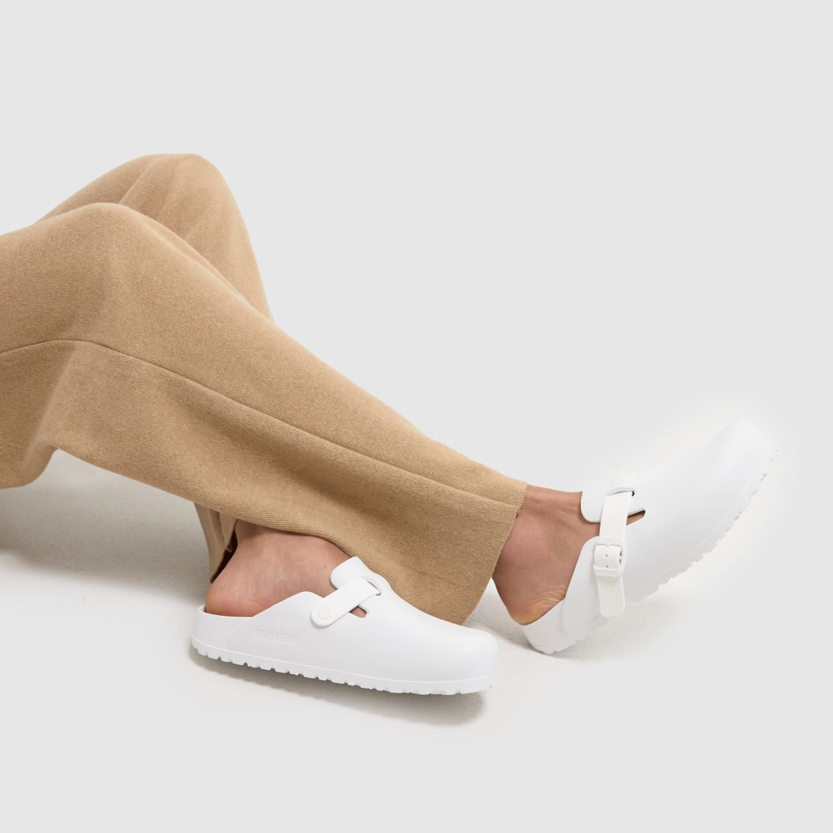 BIRKENSTOCK – Boston Eva – Vita sandaler med träskor