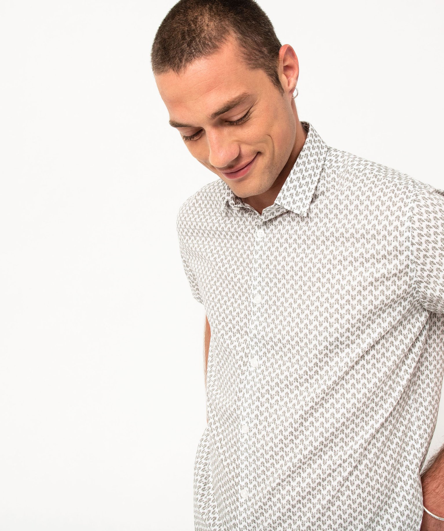 Chemise droite à manches courtes imprimée homme imprime | GEMO