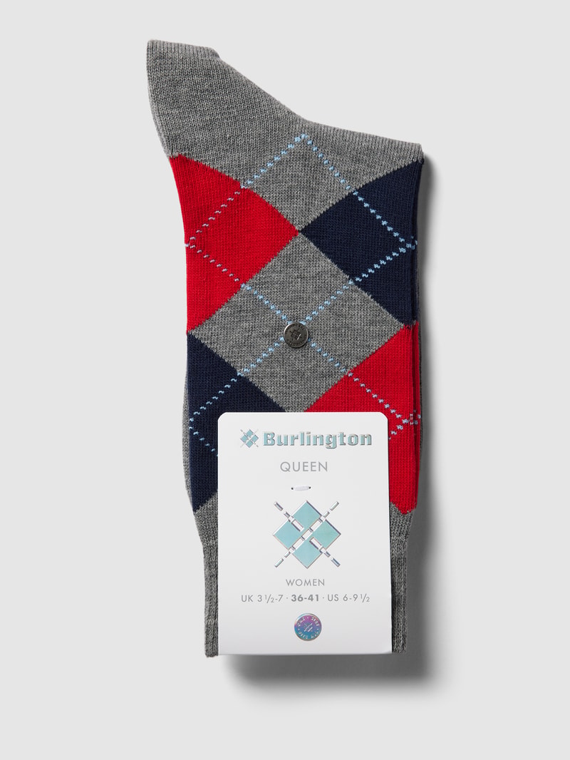 Socken mit Zickzack-Muster Modell 'Queen' in hellgrau