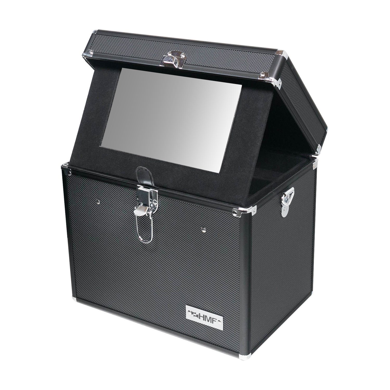 HMF Kosmetikkoffer Beauty Case (4-tlg), Schminkkoffer mit Spiegel, Alu, 29 x 25,5 x 20