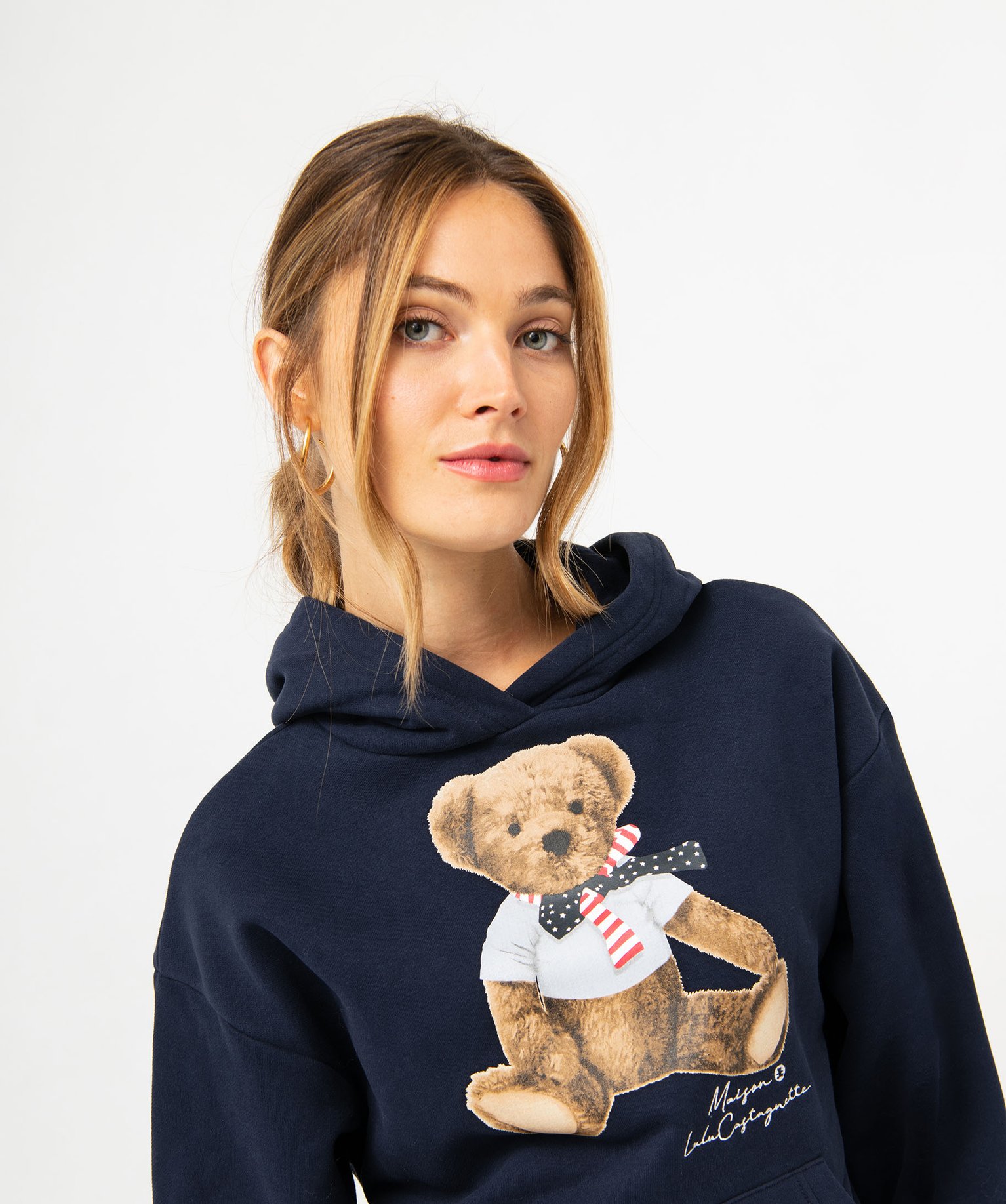 Sweat à capuche imprimé en molleton doux femme - LuluCasta... marine | GEMO