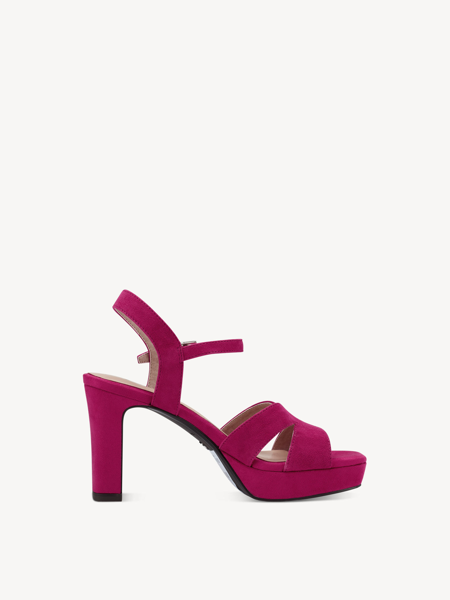 Sandale à talon en cuir - rose fuchsia