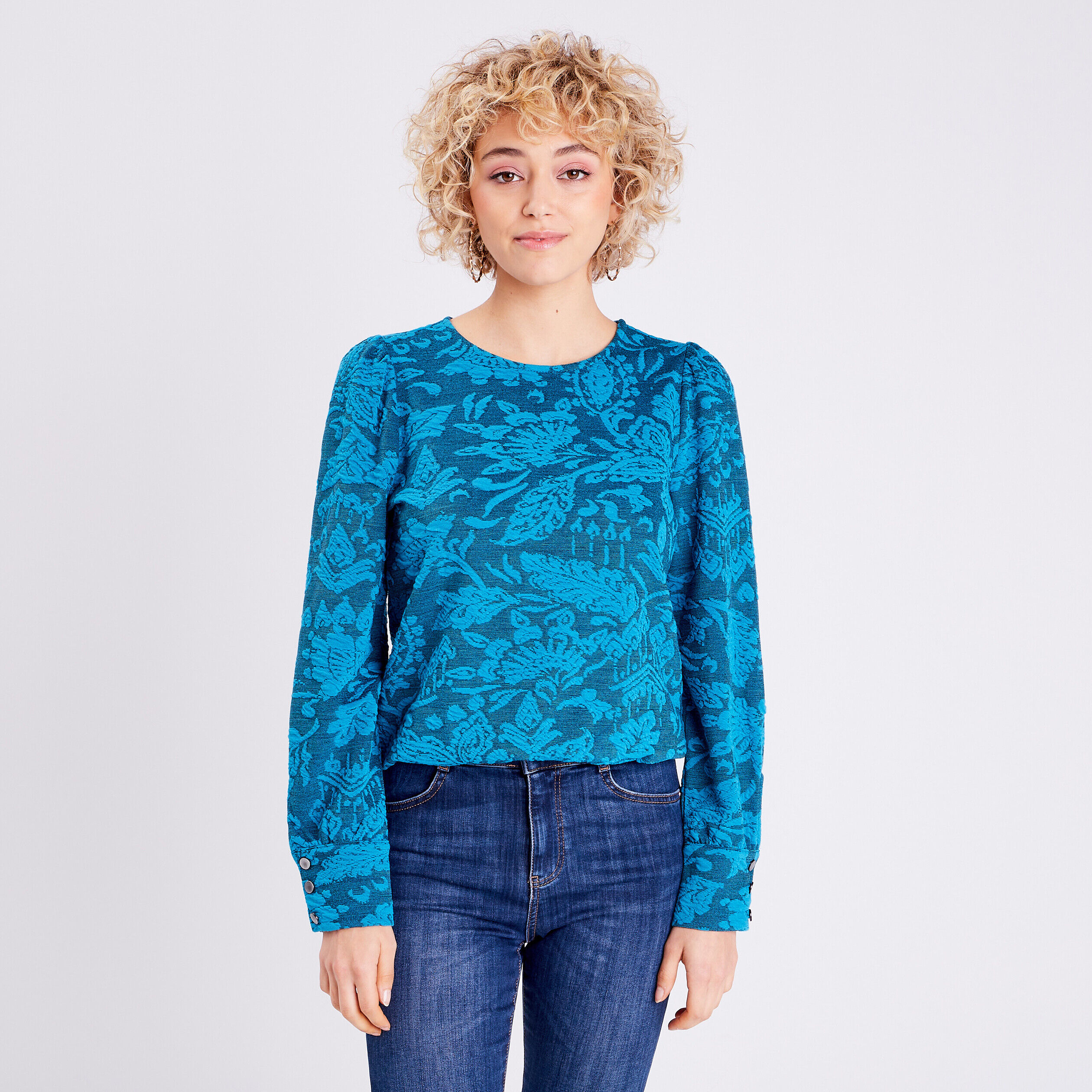Sweat manches longues bleu femme | Cache Cache
