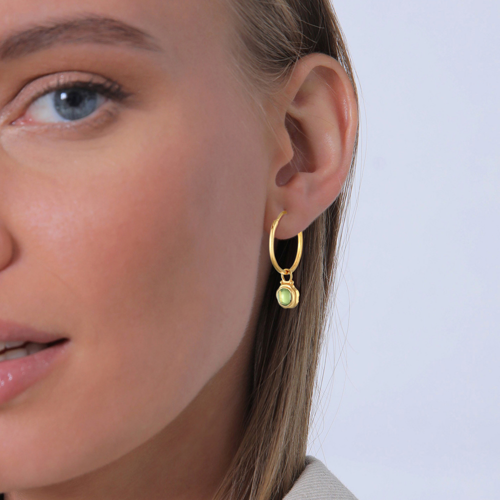 Elli PREMIUM Elli PREMIUM Boucles d'Oreilles Pendentif créole pour femme vert avec péridot en  Boucles d'oreilles