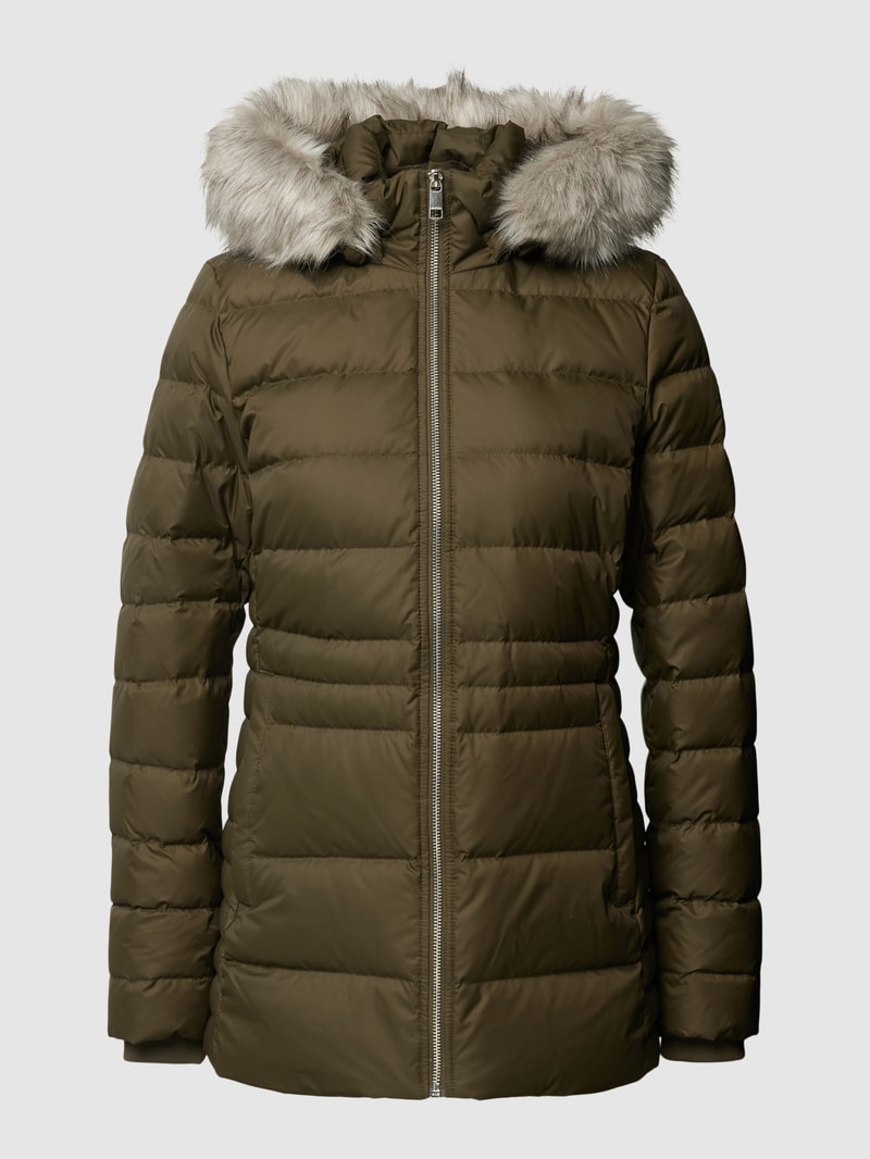 Steppjacke mit Kapuze in khaki