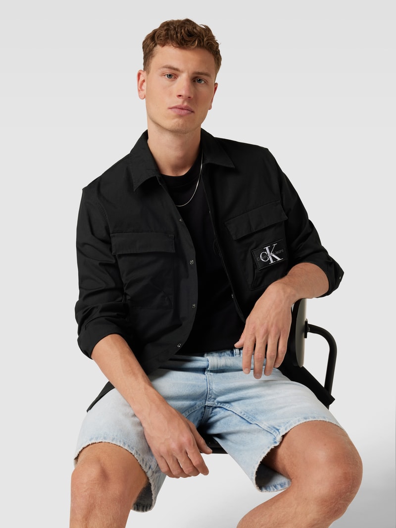 Freizeithemd mit Cargotaschen Modell 'UTILITY' in black