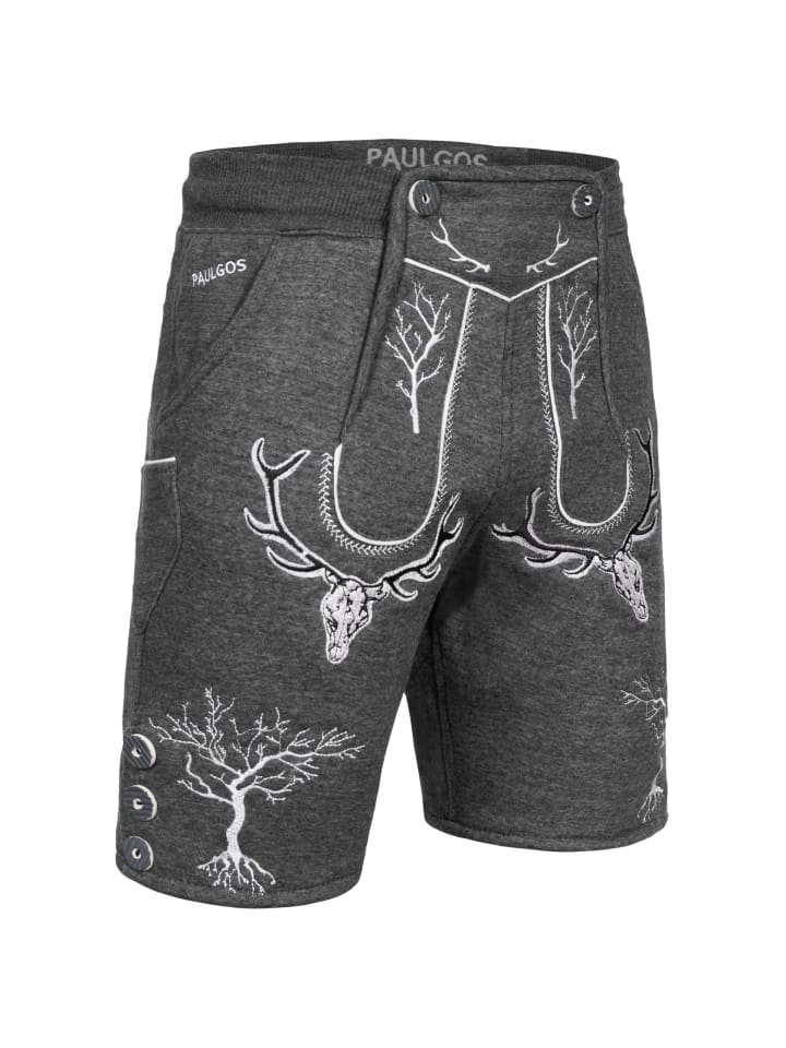 PAULGOS Jogginghose Design Trachten Lederhose Bermuda Shorts Kurz JOK6 in Dunkelgrau günstig kaufen
