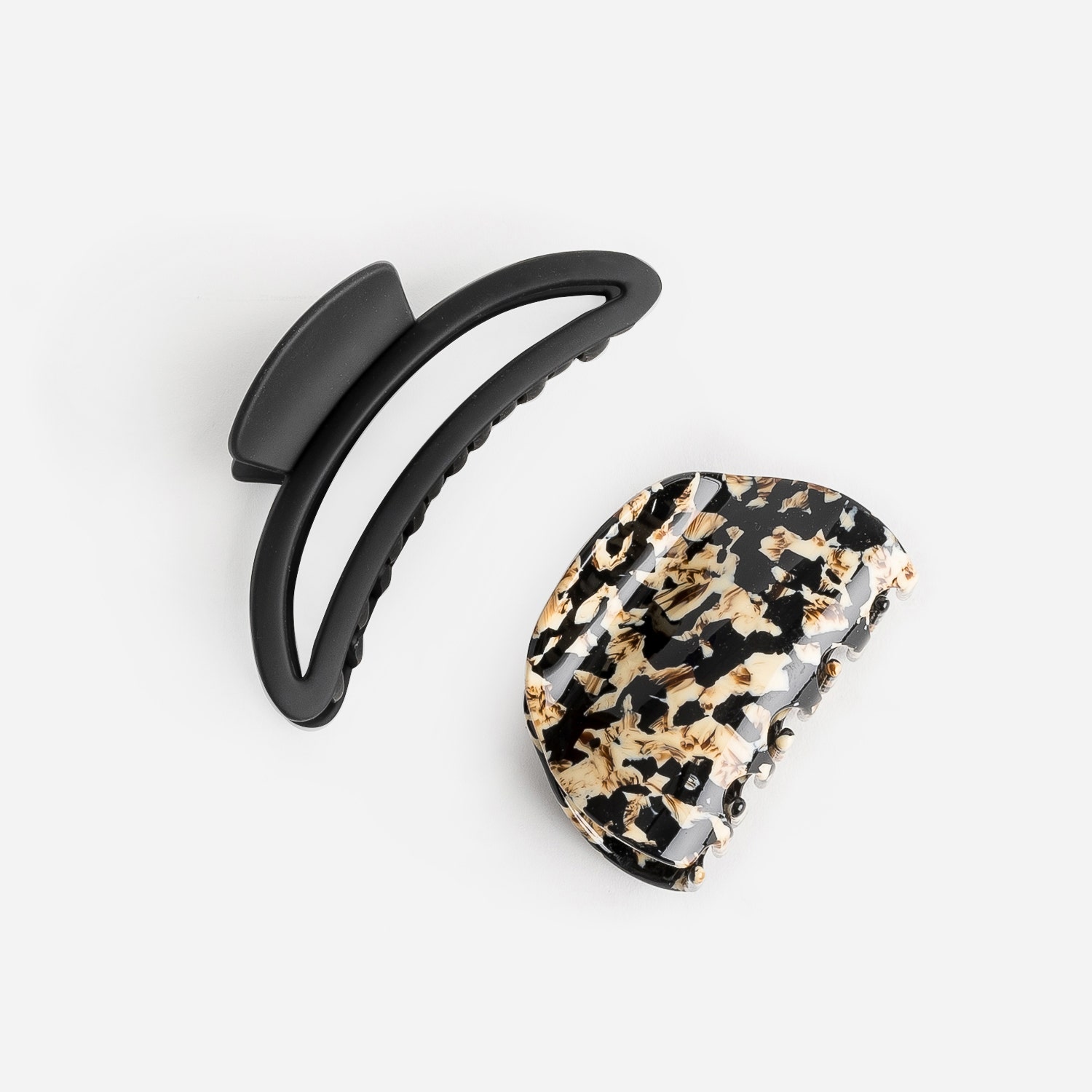 Lot de 2 pinces-crabe noire et effet marbre