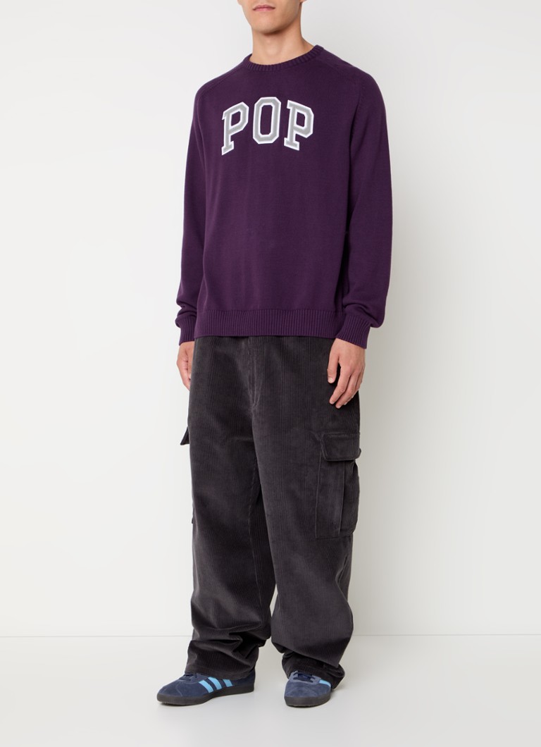 Pantaloni cargo din catifea reiată cu croi larg și buzunare laterale de la Pop Trading Company