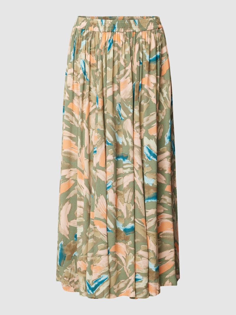 Midirock mit Allover-Print in khaki