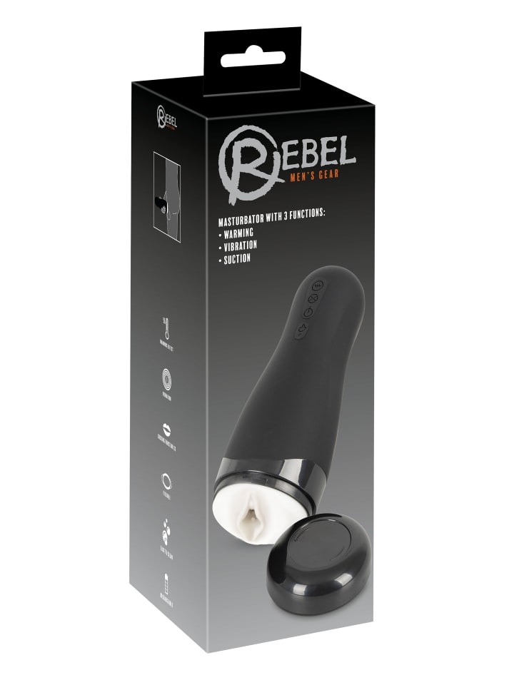 Rebel Masturbator mit Vibration Masturbator with 3 Functions in schwarz günstig kaufen 26 cm