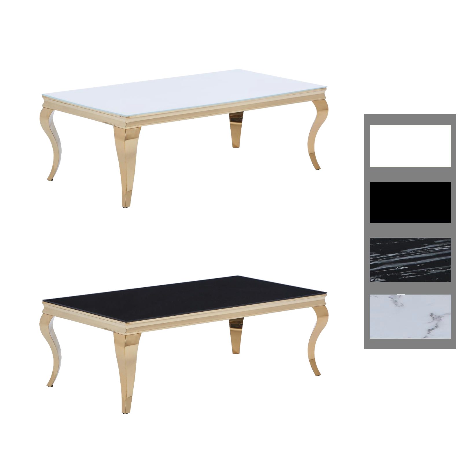 HOOZ Couchtisch Couchtisch 115x65cm Goldoptik & Glas - schwarz