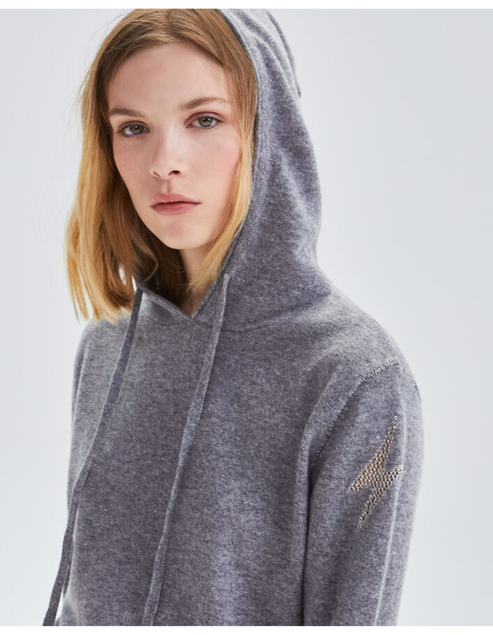 Pull gris à capuche 100% cachemire Femme