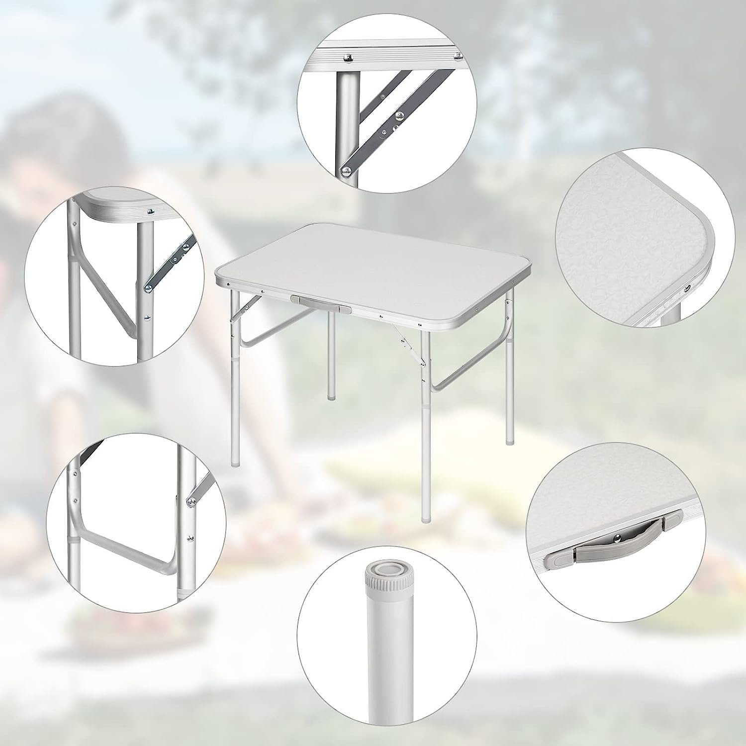 Woltu Campingtisch, Gartentisch tragbar, Reisetisch klappbar, aus Alu, MDF