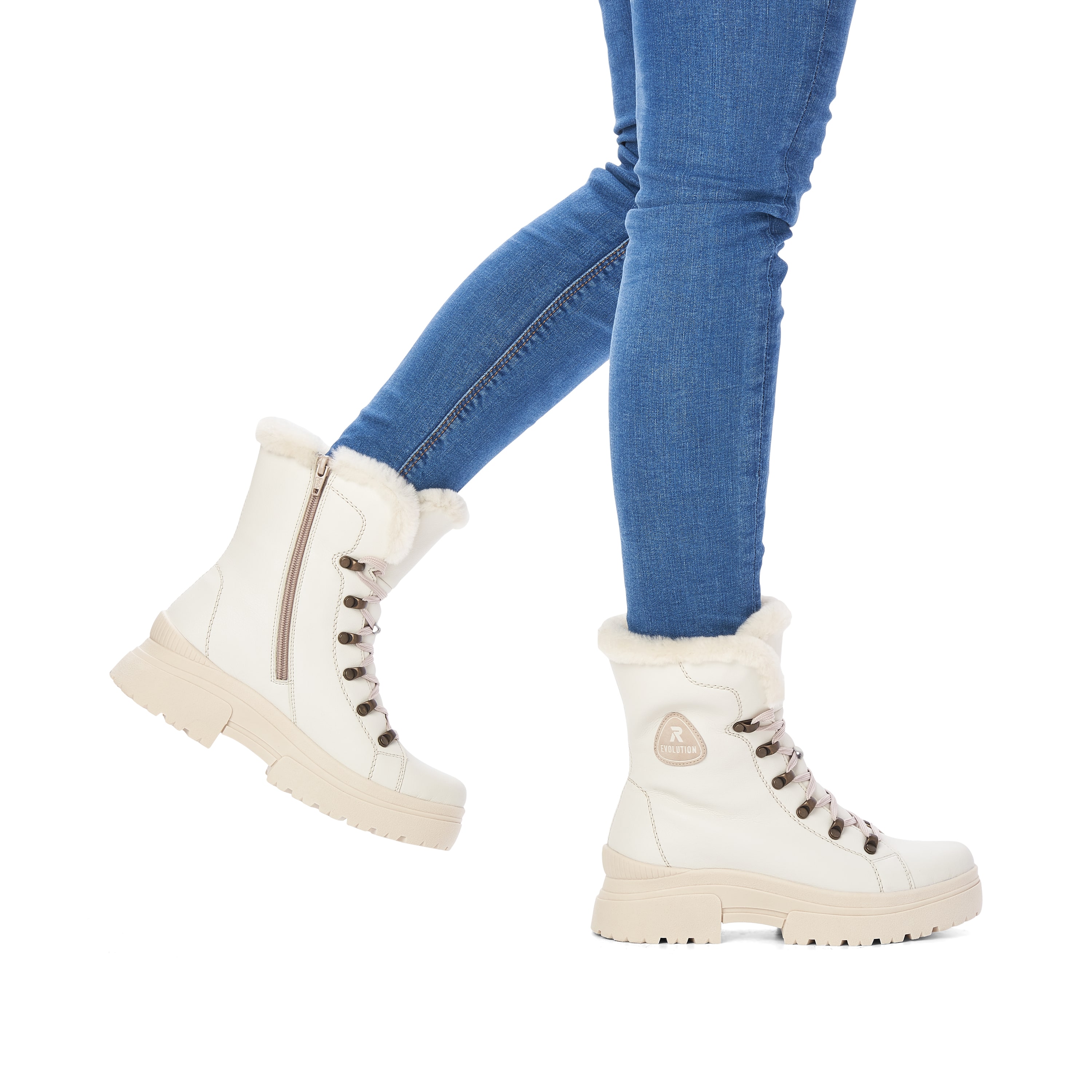 Rieker Damen Schnürstiefel frost white