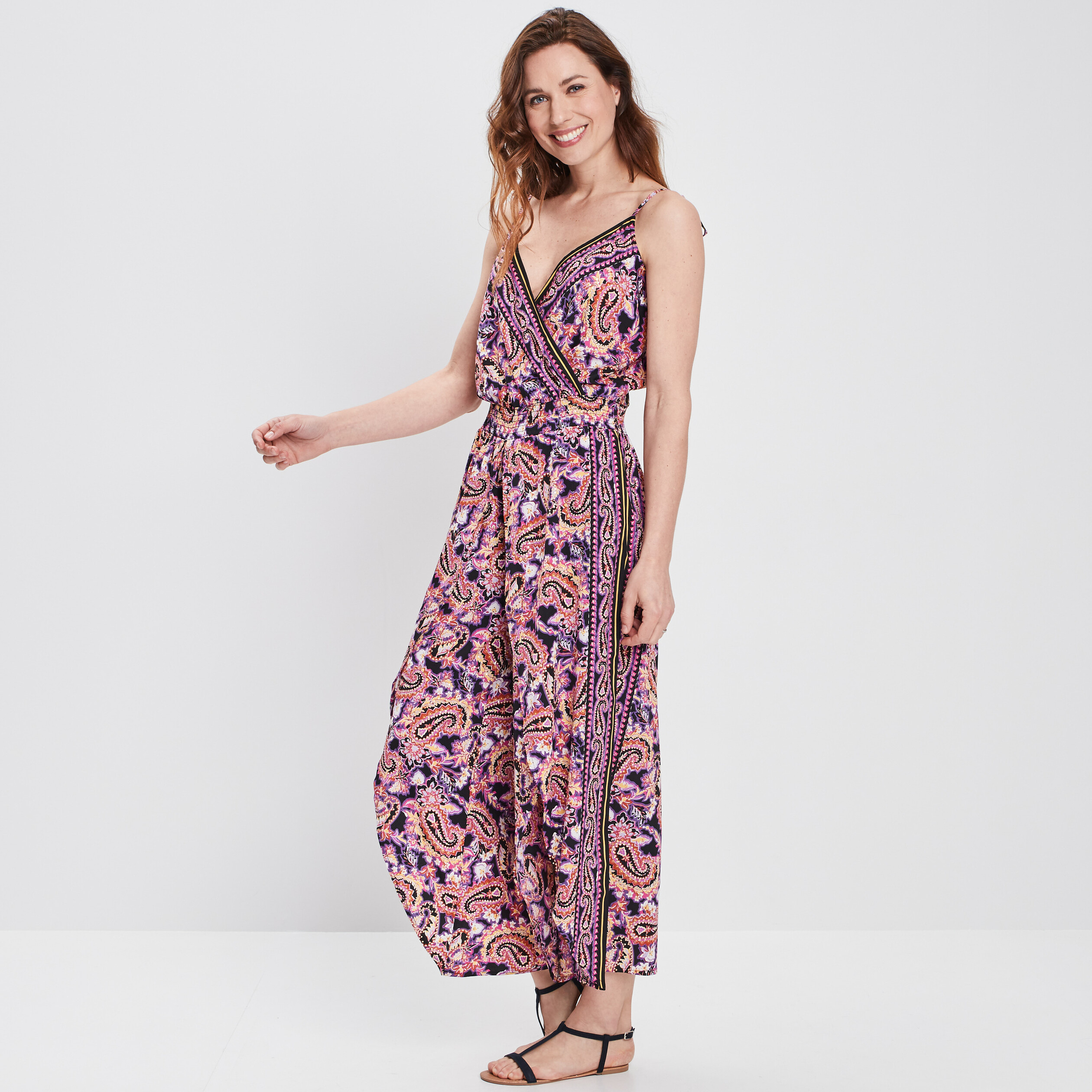 Combinaison pantalon fluide fendu violet femme | La Halle