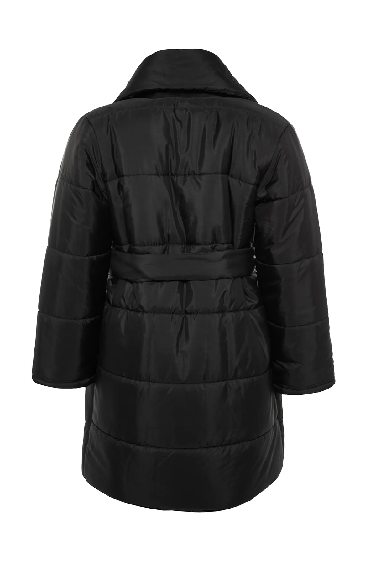 Trendyol Curve  Schwarze, übergroße Pufferjacke mit Schalkragen TBBAW23AW00000