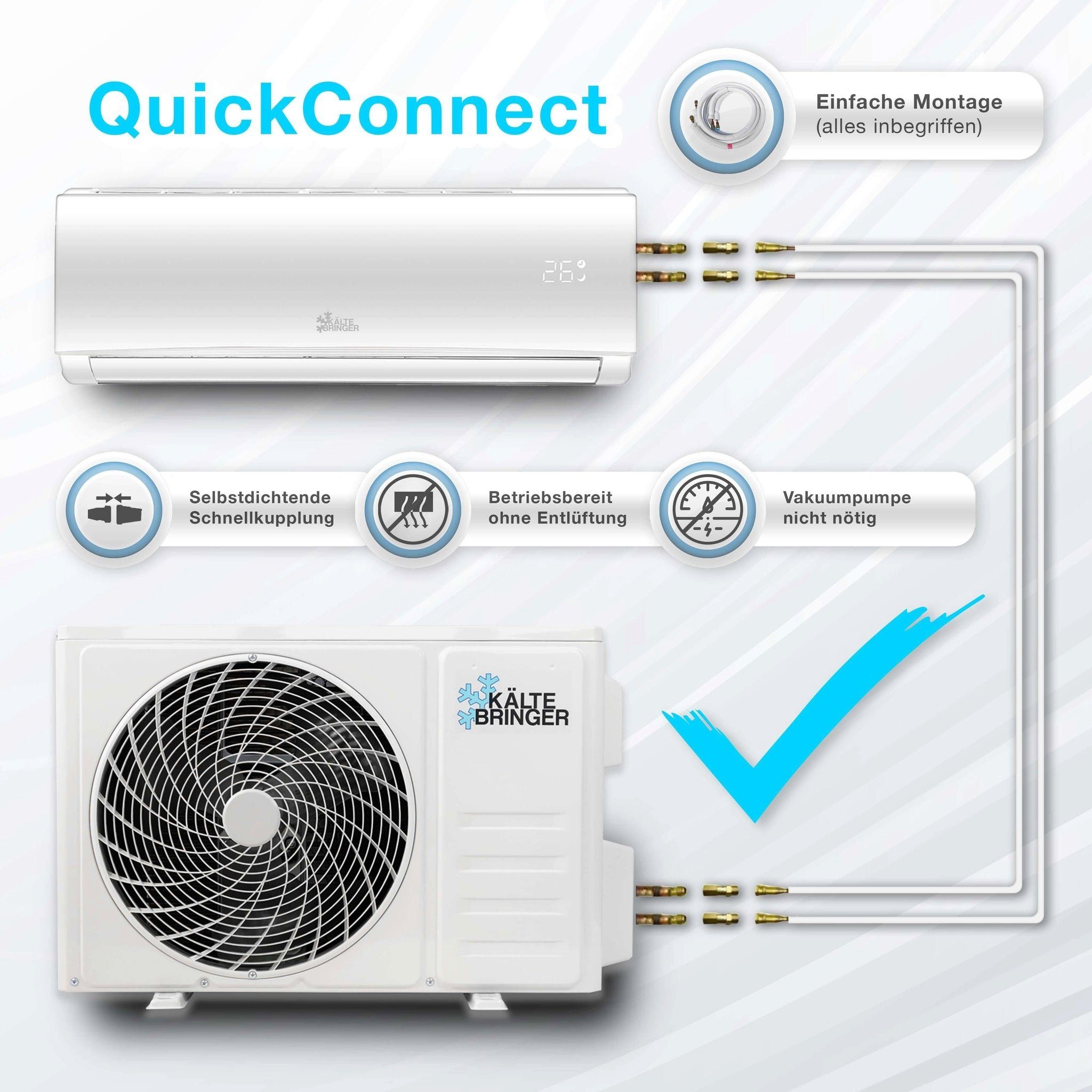 Kältebringer Split-Klimagerät KB34-QC, Quick Connect Split Klimaanlage, 3,4kW, Kühlen/Heizen, Smart App, Set