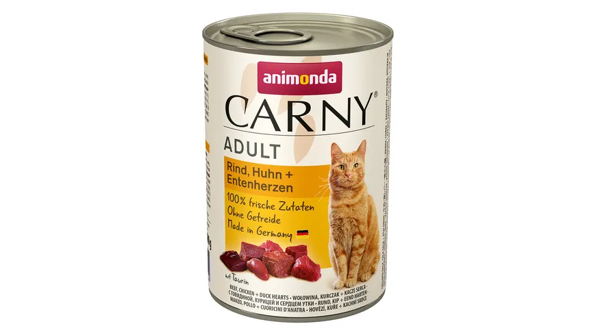 ANIMONDA Katzennassfutter Carny Adult Rind, Huhn + Entenherzen 400 g