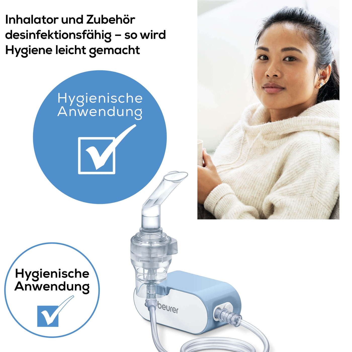 Beurer Inhalator IH 60-Kleines Inhaliergerät mit Kompressor-Drucklufttechnologie & kurzer Inhalationszeit