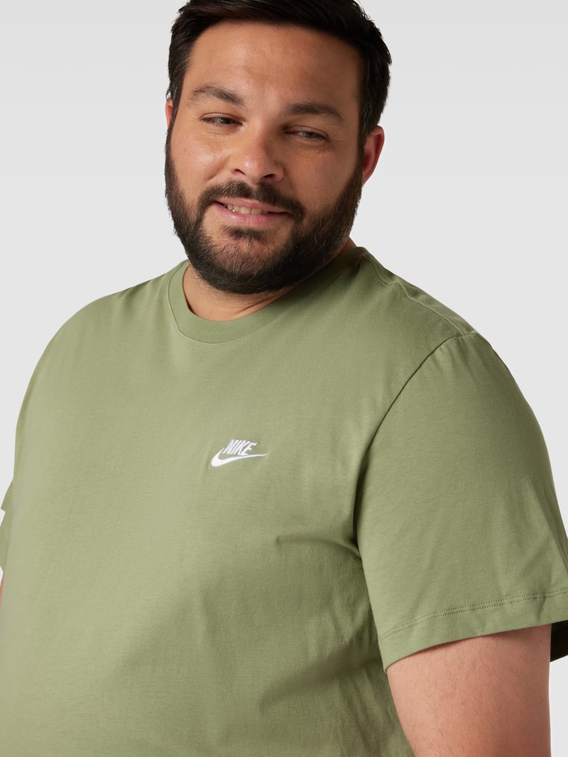 T-Shirt mit Logo-Stitching Modell 'CLUB' in hellgrün