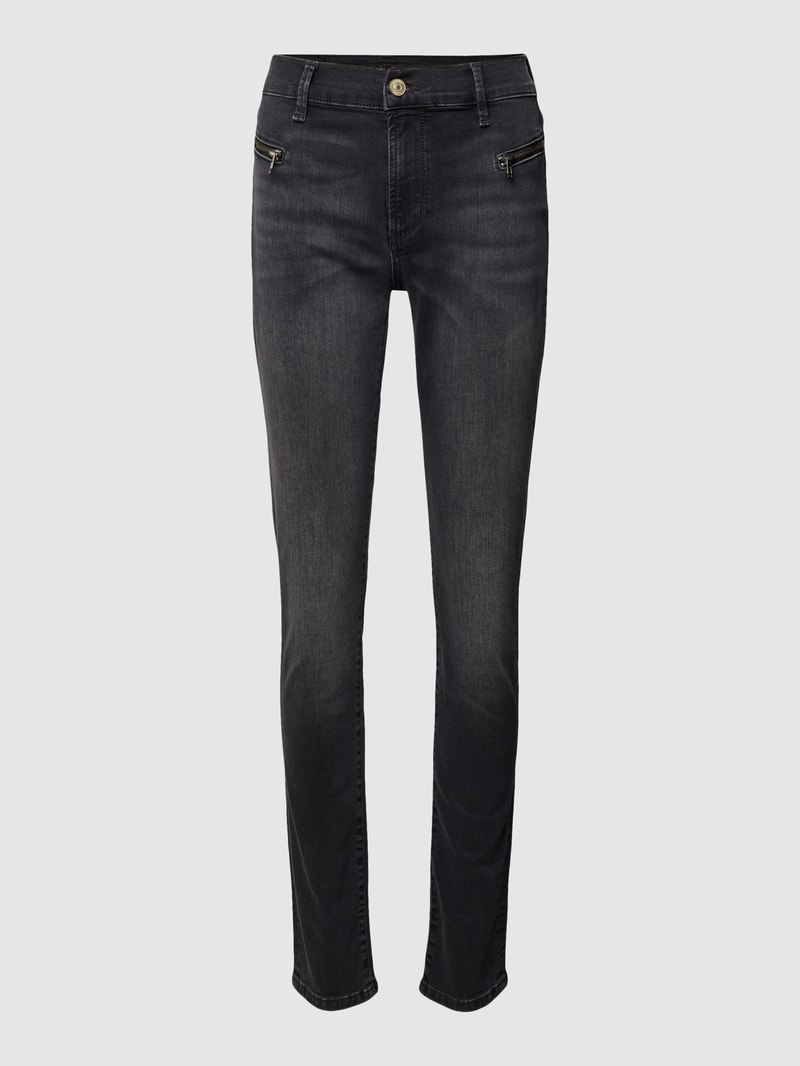 Slim Fit Jeans mit Label-Stitching in anthrazit
