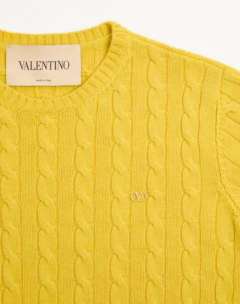 Valentino kasjmier kabeltrui met V-logo
